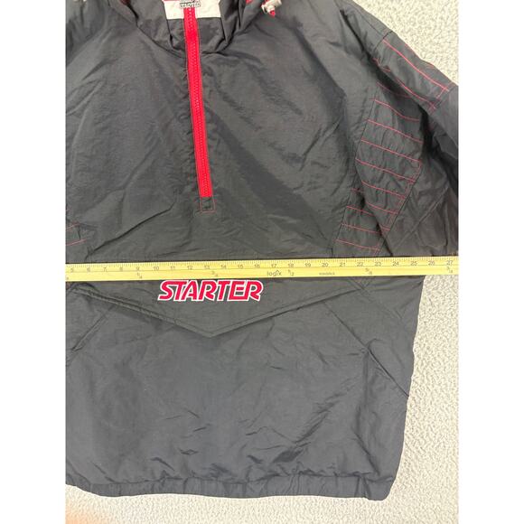 Starter Anorak Pullover Hooded Jacket Mens Large Black Coat $225 Vintage Retro - Picture 3 of 8
